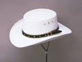 White Faux Felt Gambler hat *Elastic 