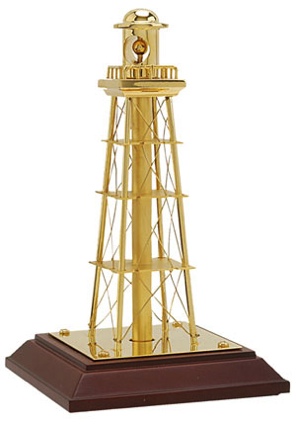 7 Inch Gold Plated Lighthouse Decor