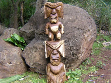 Stacked Tiki Ku Kane 39 Acacia Wood Garden Decor