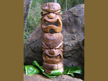 DOUBLE HEADED MASK 24 GOLD ACACIA WOOD LOVE PROSPERITY