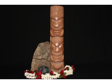 HAWAIIAN STRENGTH HEALTH TIKI TOTEM 20 MONKEY POD WOOD