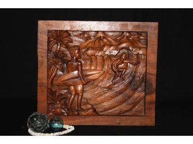 SURF SCENE WAIMEA WOODEN RELIEF 20 SURF decor