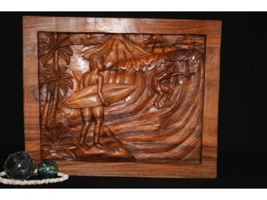 SURF SCENE WAIMEA WOODEN RELIEF 24 SURF decor