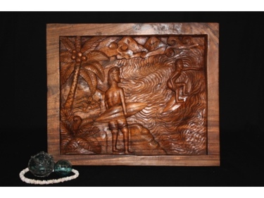 SURF SCENE WAIMEA WOODEN RELIEF 24 SURF decor