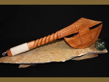 FIJIAN AXE CLUB 20 MONKEY POD WOOD POLYNESIAN decor