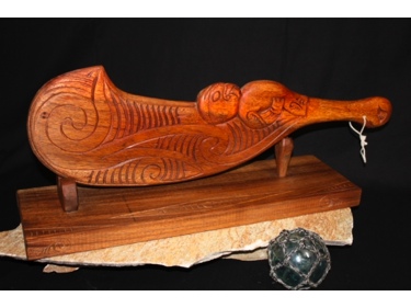 Maori Tiki War Club W Base 24 Acacia Wood Strength God Island Decor