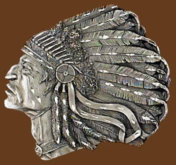 Indian Head Belt Buckle Diamond Cut 3-1/2 x 3