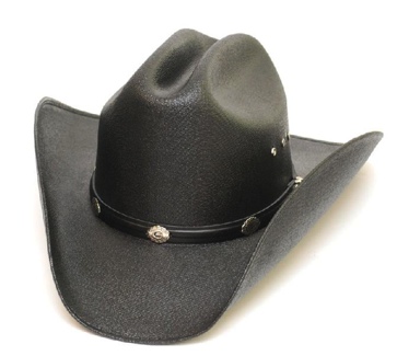*BLACK* Cattleman Straw Hat Silver Conchos *Elastic