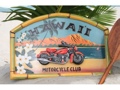VINTAGE SIGN HAWAII MOTORCYCLE CLUB HARLEY 24 X 16 HAWAIIAN SURF DECOR
