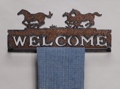Towel Rack Welcome Sign - 3 Horses 15 X 6 1/2