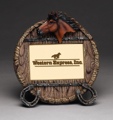 Round Picture Frame Horsehead & Horse Shoes 9 x 9 1/2 (4 x 6 photo)