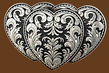 Triple Heart Belt Buckle 3-1/4 x 2-1/8