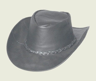 Black Patch Leather Hat 