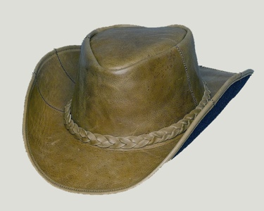 Brown Patch Leather Hat 