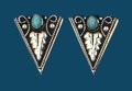German Silver & Turquoise Collar Tips Screw On