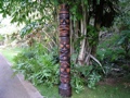 TRIPLE HEADED TIKI TOTEM 5 FEET ANTIQUE FINISH HAWAIIAN TIKI GOD