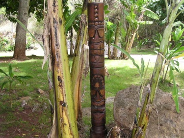 DOUBLE HEADED TIKI TOTEM 6 FT ANTIQUE FINISH HAWAIIAN TIKI GOD