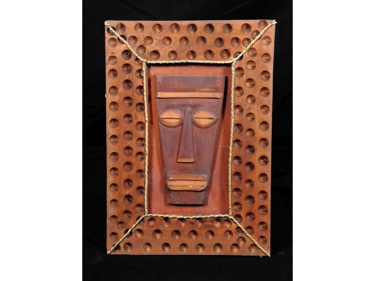 FRAMED TIKI PAPUA MASK 22 X 15 ISLAND decor
