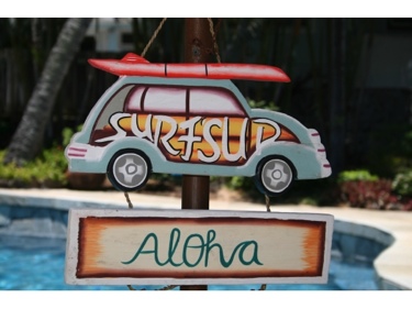 Surf'S Up Aloha Woody Car Sign Surf Decor