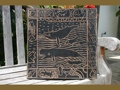 Whale Scene Black White Wooden Relief
