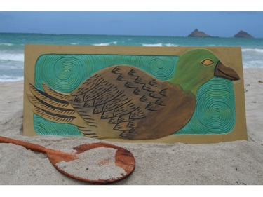 HAWAIIAN BIRD MOTHERHOOD 30 X 15 ENDANGERED SPECIES