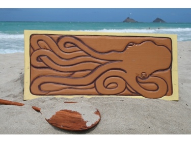 Giant Hawaiian Octopus He'E 30 X 15 Primitive Tiki Art