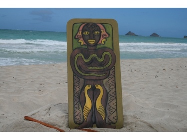 The Hawaiian Chief Human Strength 30 X 15 Primitive Tiki Art