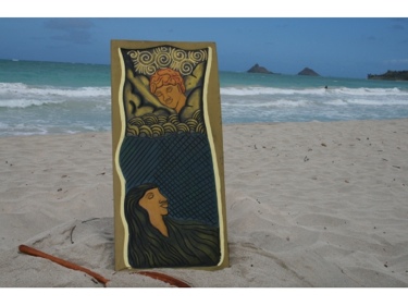 HAWAIIAN GOD: PELE MAUI 30 X 15 PRIMITIVE TIKI ART