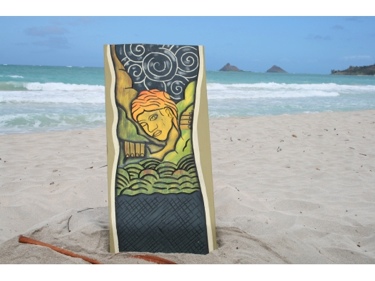 OVER THE RAINBOW GOD MAUI 30 X 15 PRIMITIVE TIKI ART