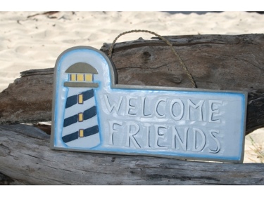 Welcome Friends Lighthouse Sign 14 Nautical Lighthouse Decor