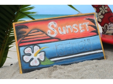 SUNSET BEACH SURF PANEL 15 X 12 CARVED PAINTEDSURF DECOR