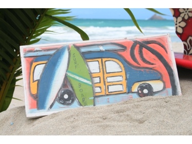 WOODY SURFBOARD SURF PANEL 16 CARVED PAINTEDSURF DECOR