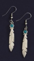 Pewter Feather With Turquoise Earrings