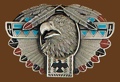 Thunderbird Totem/Feather Belt Buckle 3-3/4 x 2-1/4 a