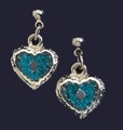 Small Pewter Heart & Turquoise Earrings