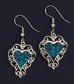 Pewter Heart & Turquoise Earrings