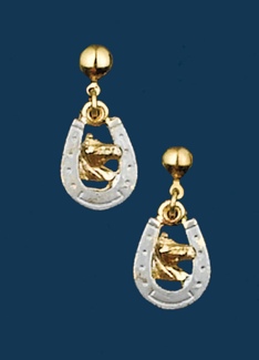 Two-Tone Horsehead & Horseshoe Earrings