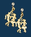 Square Dancers Earrings with Austrian crystal Gold