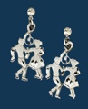 Square Dancers Earrings with Austrian Crystal Silver