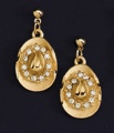 Gold Hat Earrings with Austrian Crystals