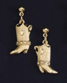 Gold Boot Earrings with Austrian Crystals