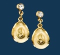 Gold Hat Earrings with Austrian Crystals