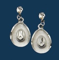 Silver Hat Earrings With Austrian Crystals z