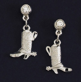 Silver Boot Earrings With Austrian Crystals z
