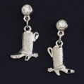 Silver Boot Earrings With Austrian Crystals z