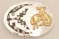 Small Bucking Bronco German Silver & Abalone Buckle 3 x 2