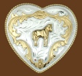 Heart Shaped Standing Horse German Silver Buckle 3-1/4 x 3