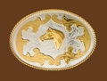 German Silver Horsehead Belt Buckle 4-1/4 x 3-1/8