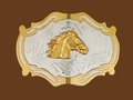 German Silver Horsehead Belt Buckle 4-1/4 x 3