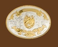 German Silver Horsehead & Horseshoe Belt Buckle 4-1/4 x 3